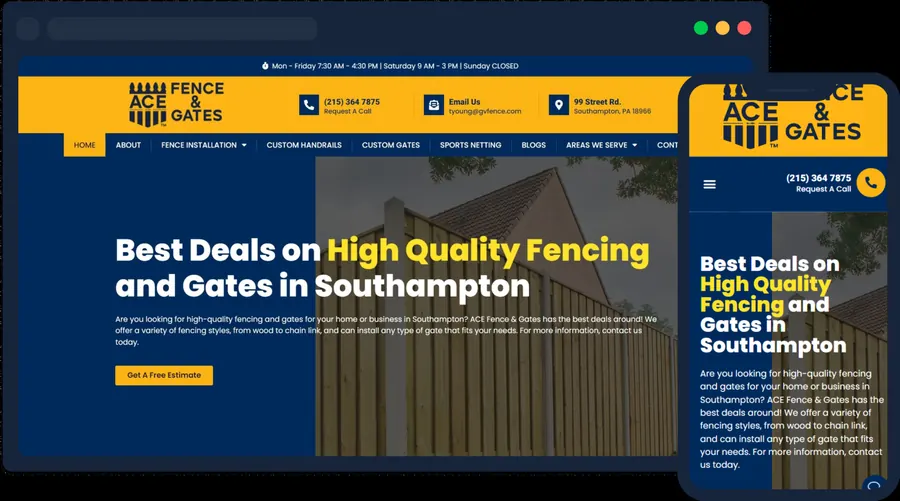 Ace Fence & Gates website built by Rogue Business Marketing