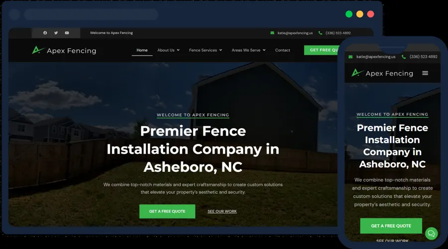 Apex Fencing website built by Rogue Business Marketing