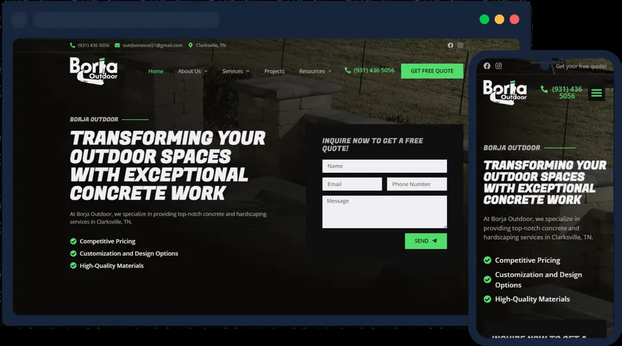 Borja Outdoor website built by Rogue Business Marketing