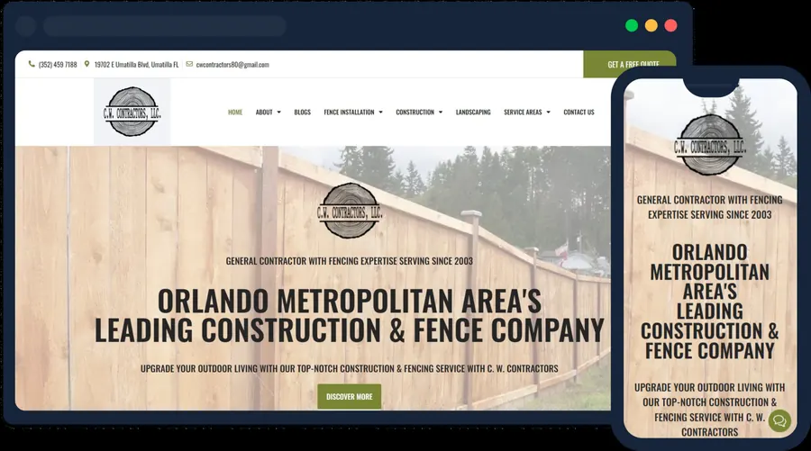 CW Contractors website built by Rogue Business Marketing