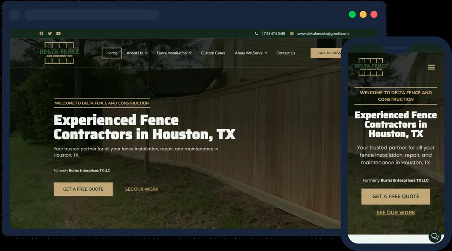 Delta Fence & Construction website built by Rogue Business Marketing