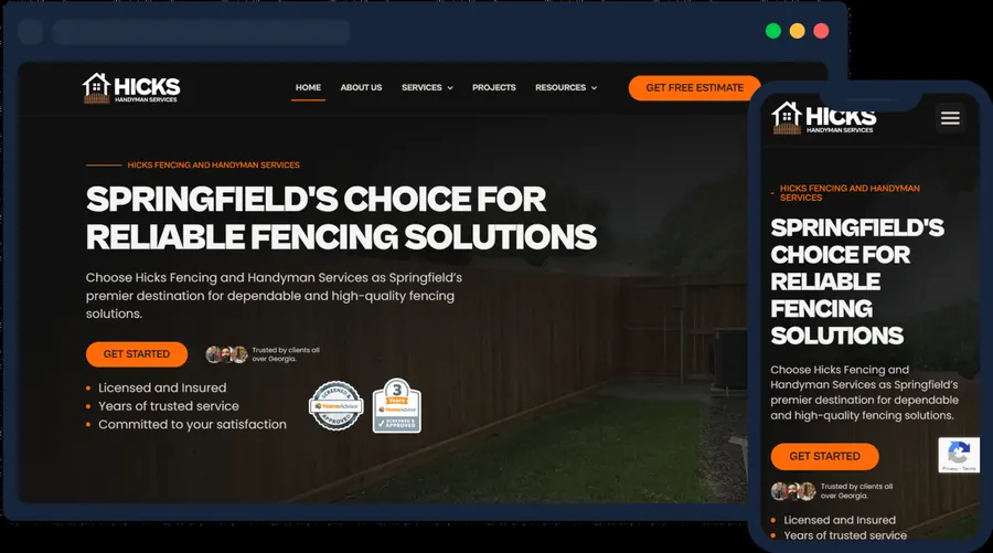 Hicks Handyman Services website built by Rogue Business Marketing