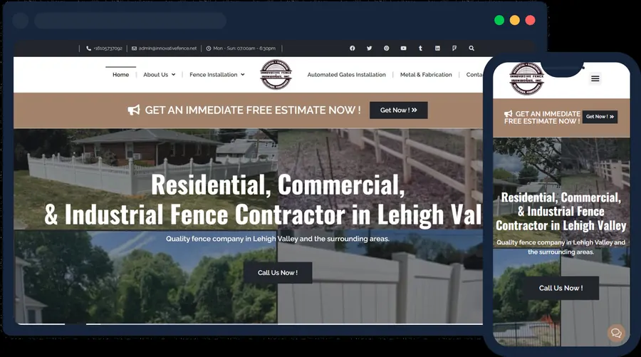 Innovative Fence & Ironworks website built by Rogue Business Marketing