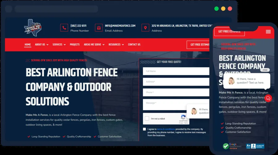 Make Me A Fence website built by Rogue Business Marketing