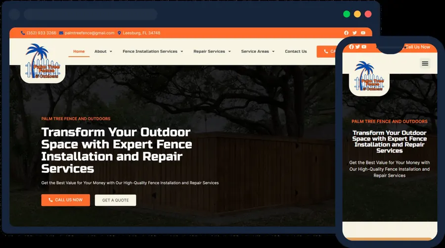 Palm Tree Fence website built by Rogue Business Marketing