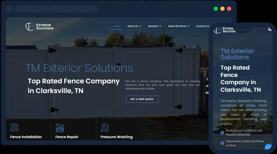 TM Exterior Solutions website built by Rogue Business Marketing